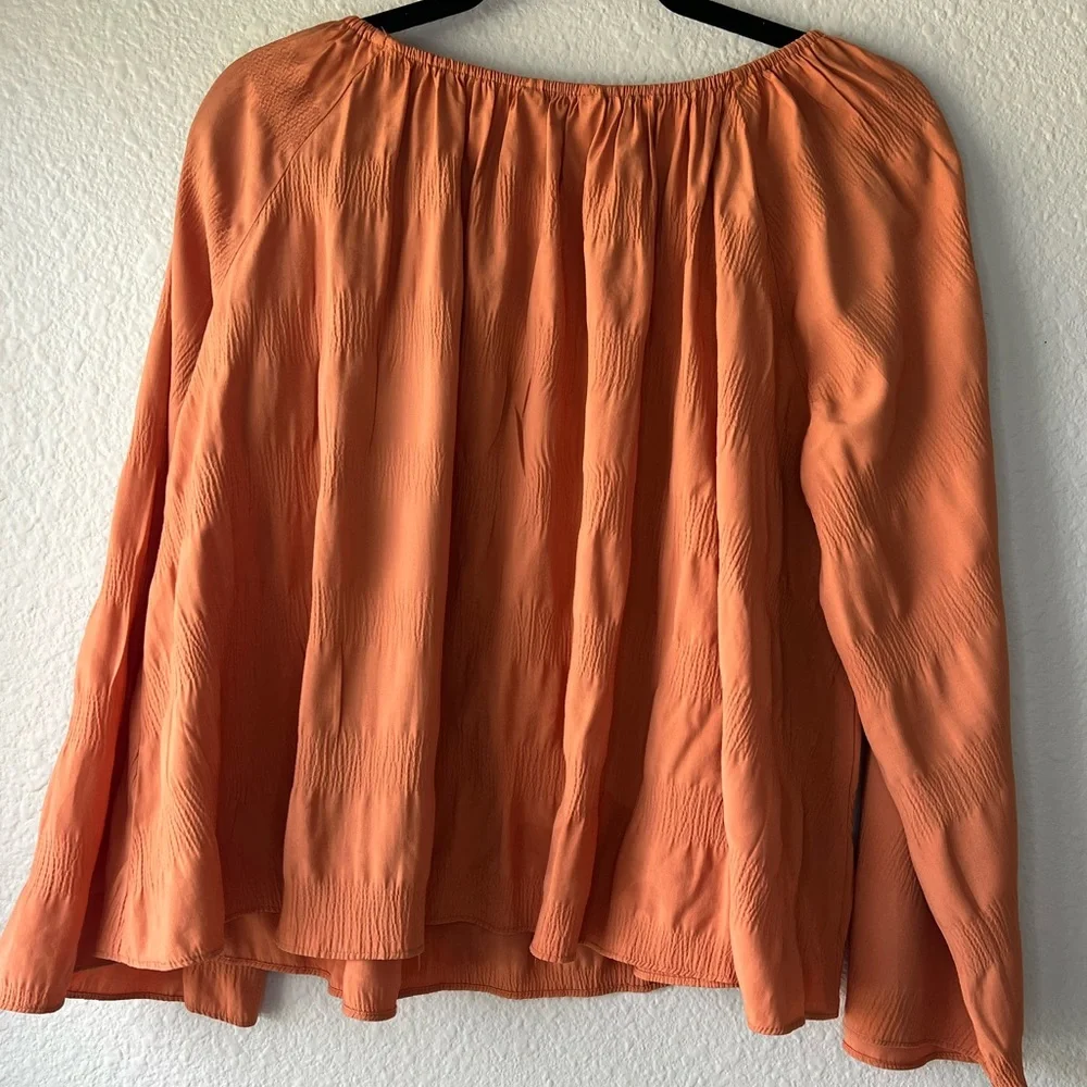 Elizabeth and James Off The Shoulder Boho Oversize Rust Orange Blouse Size M. - Picture 8 of 11